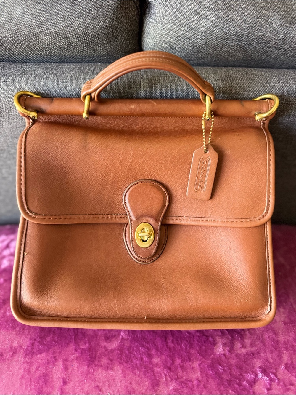 COACH Vintage Willis Brown Leather Crossbody Shoulder Bag 9927 No Original Strp - Picture 11 of 11